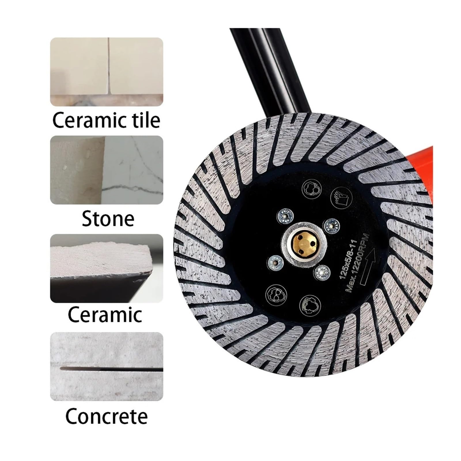 HEAGER Molino, Rueda, Molino de Esquina, Disco de Corte de Diamante de 125 mm a 180 mm y muelas abrasivas for Piedra con Eje M14 o 5/8-11'(5 Inch 5 8 11 Flange)