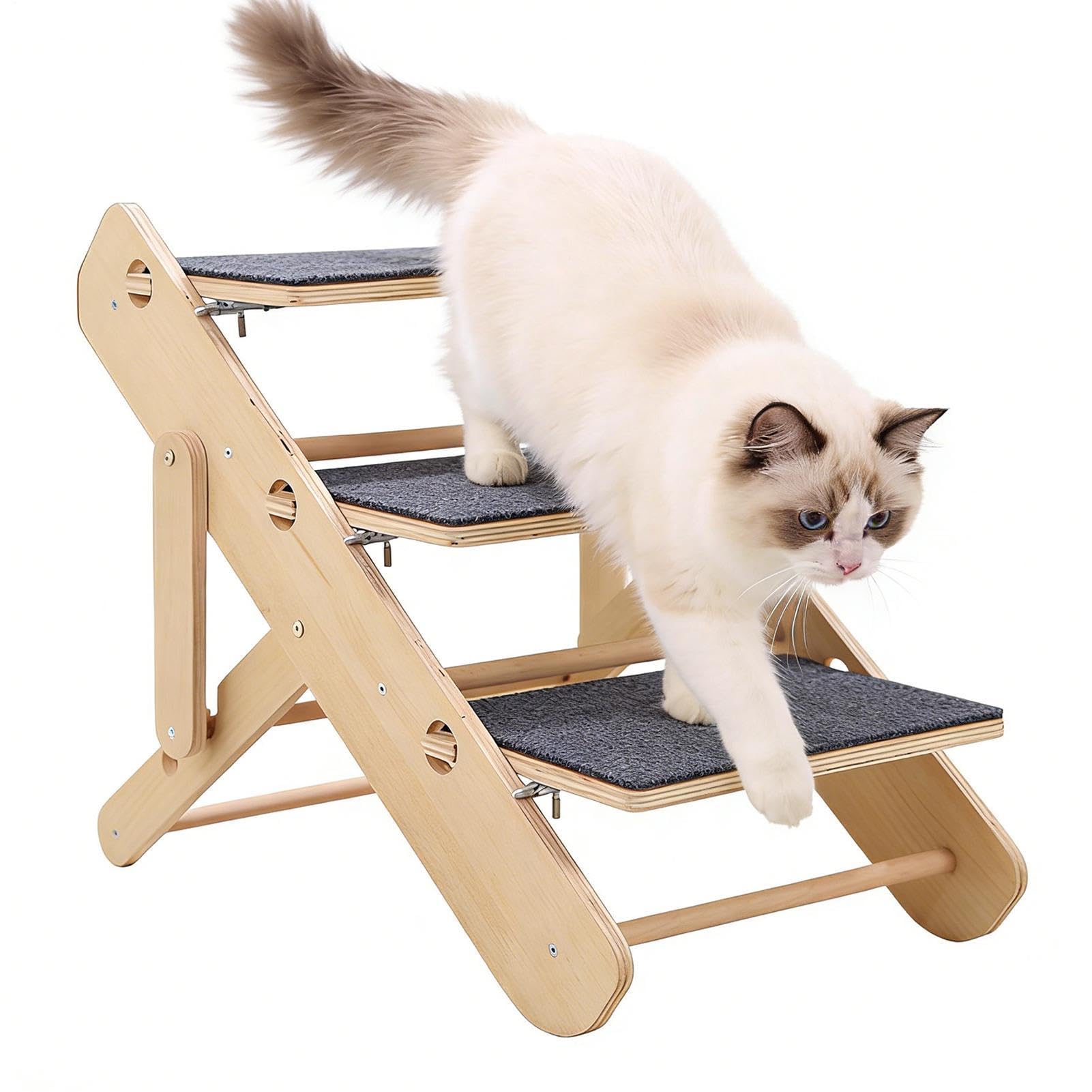 Rampa para Perros Plegable Escalera de 3 Peldaños para Mascotas | Para Subir a la Cama o al Sofá para Subir al Sofá, Sillón, Cama o Utilizar en Salón y Dormitorio
