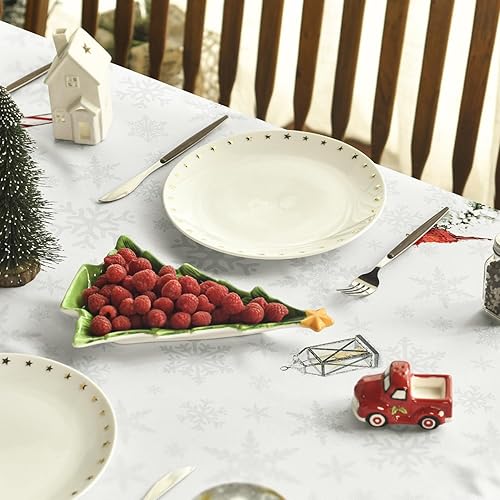 Miniatura 5 de Horaldaily Mantel de Navidad rectangular de 60 x 104 pulgadas, casa de muñeco de nieve de invierno, árboles de Navidad, mantel lavable para fiesta,