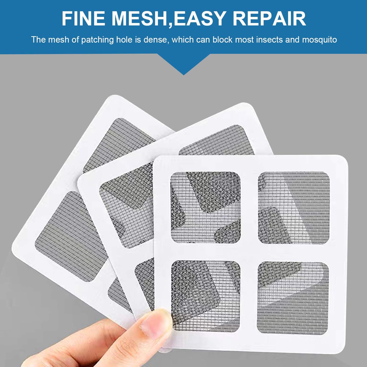 First Try Plastic Window Mosquito Net Repair | Fix Tape Patch Self Adhesive | Fiberglass Screen | Waterproof Mesh Film Ideal for Fixing Holes and Tears | Sticky Tapes Repair Tools | Grey–Square (Pack of 6) — Amazon image 8