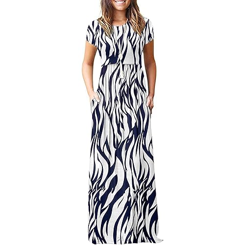 AUSELILY Women's Short Sleeve Loose Plain Casual Long Maxi Dresses for Women 2025