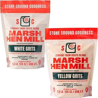 Marsh Hen Mill Variety Pack of 2 - Yellow & White Heirloom Corn Grits - Gluten-Free, Organic, Stone Ground - Southern Grits with Nutty & Sweet Flavors - Perfect for Quick Meals - 24 Oz Each Pack