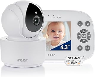 reer BabyCam XL Move | Digitales Video-Babyphone | abhörsichere FHSS-Technologie | 4,3" TFT-Bildschirm | 300m Reichweite | schwenk- & neigbare Kamera | Nachtsicht |Gegensprechfunktion | weiß