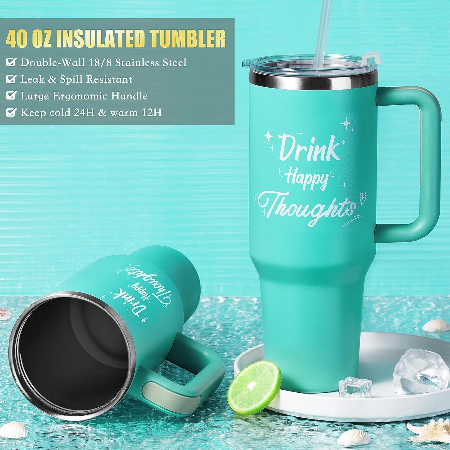 Birthday Gifts for Women, Valentines Day Gifts for Her, Self Care Get Well Soon Gift Baskets for Mom Sister Wife Girlfriend, Ocean Relaxing Spa Care Package w/Blanket 40 OZ Tumbler - Mothers Day - Image 4