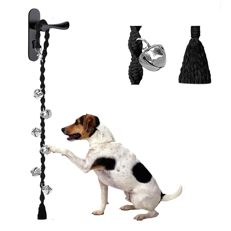 Campainha para cães ajustável GINIDEAR em corda trançada Pure Black, 1 unidade