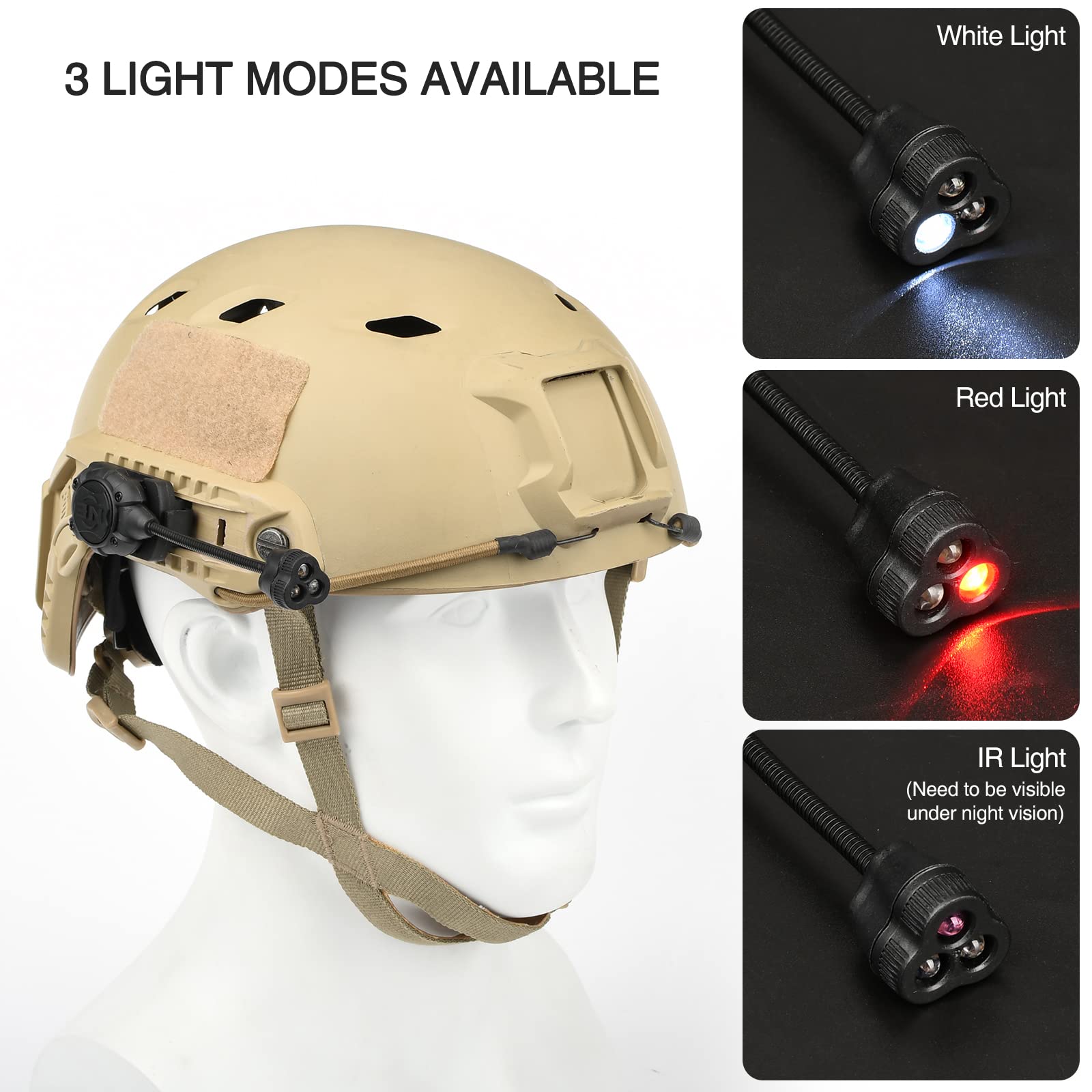 Amazon.com: rdzzwxw Tactical Helmet Light - White, Red, IR LED