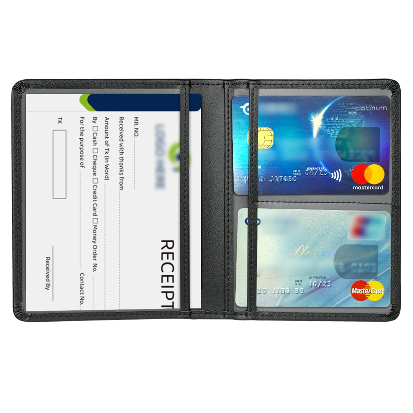 URAQT Fahrzeugschein Hülle, Card Wallet Ultradünne, KFZ Schein Unisex mit Kartenfächern, Kartenhülle Reisepasshülle für KFZ Fahrzeugschein, Ausweis, Karten Schwarz PU
