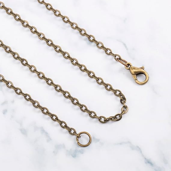 TecUnite 24 Pack Bronze Necklace Chain Bulk Brass Copper Chain Antique 18in
