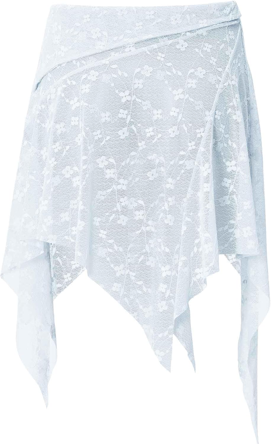 Daydance Sheer Ballet Skirt for Women, Pull On Dance Skirt with Asymmetrical Hem Lace Pattern to Wear Over Dance Pants