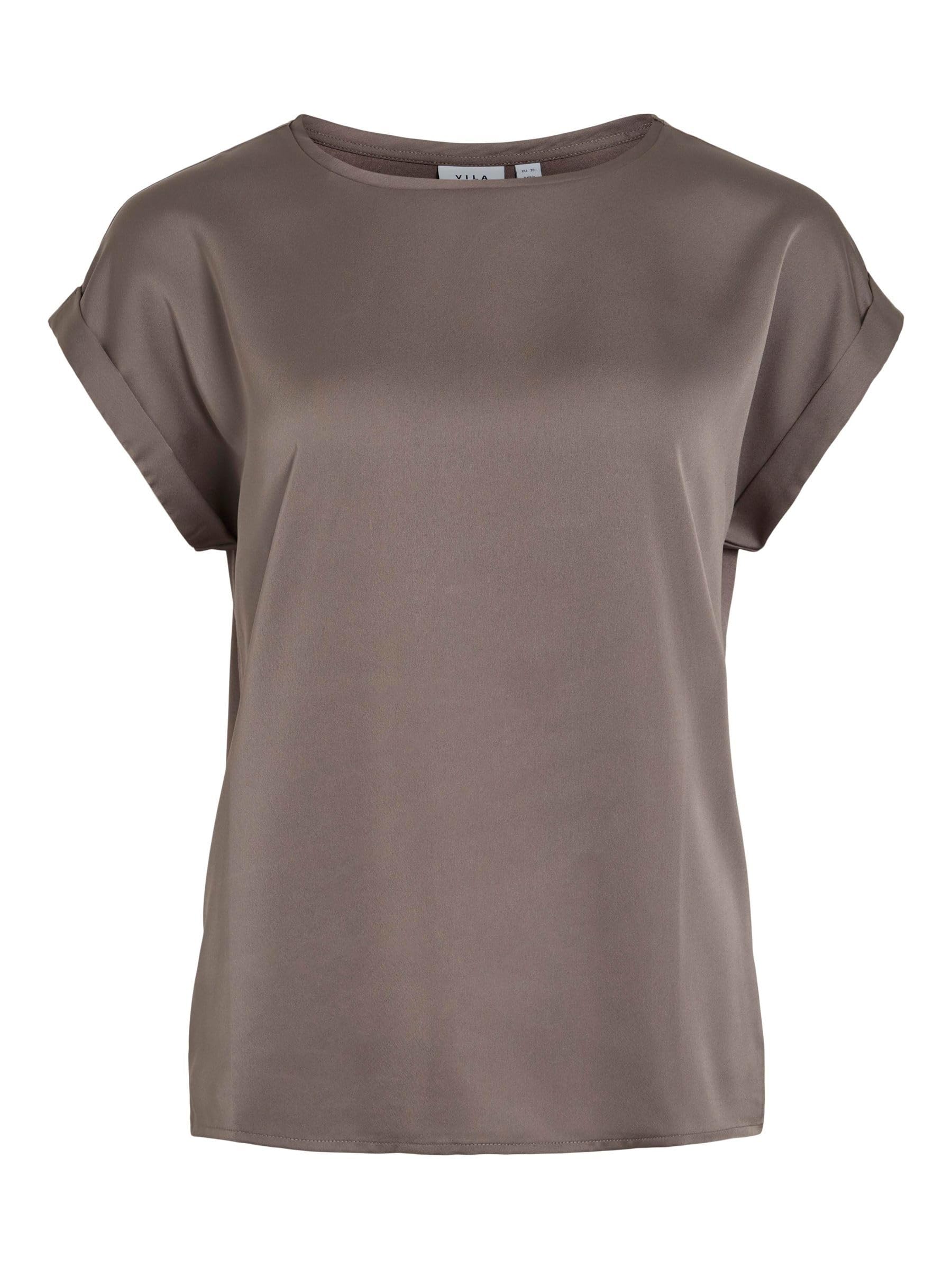 Vila Women's Viellette S/S Satin Top-Noos Variety, Falcon, 16
