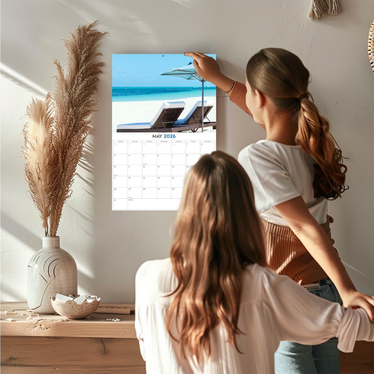 Calendario 2024 2025 de playas tropicales – Calendario mensual de pared de islas – 12 x 18 pulgadas abierto – Papel grueso que no se corre – Regalo – Planificador académico para profesores,
