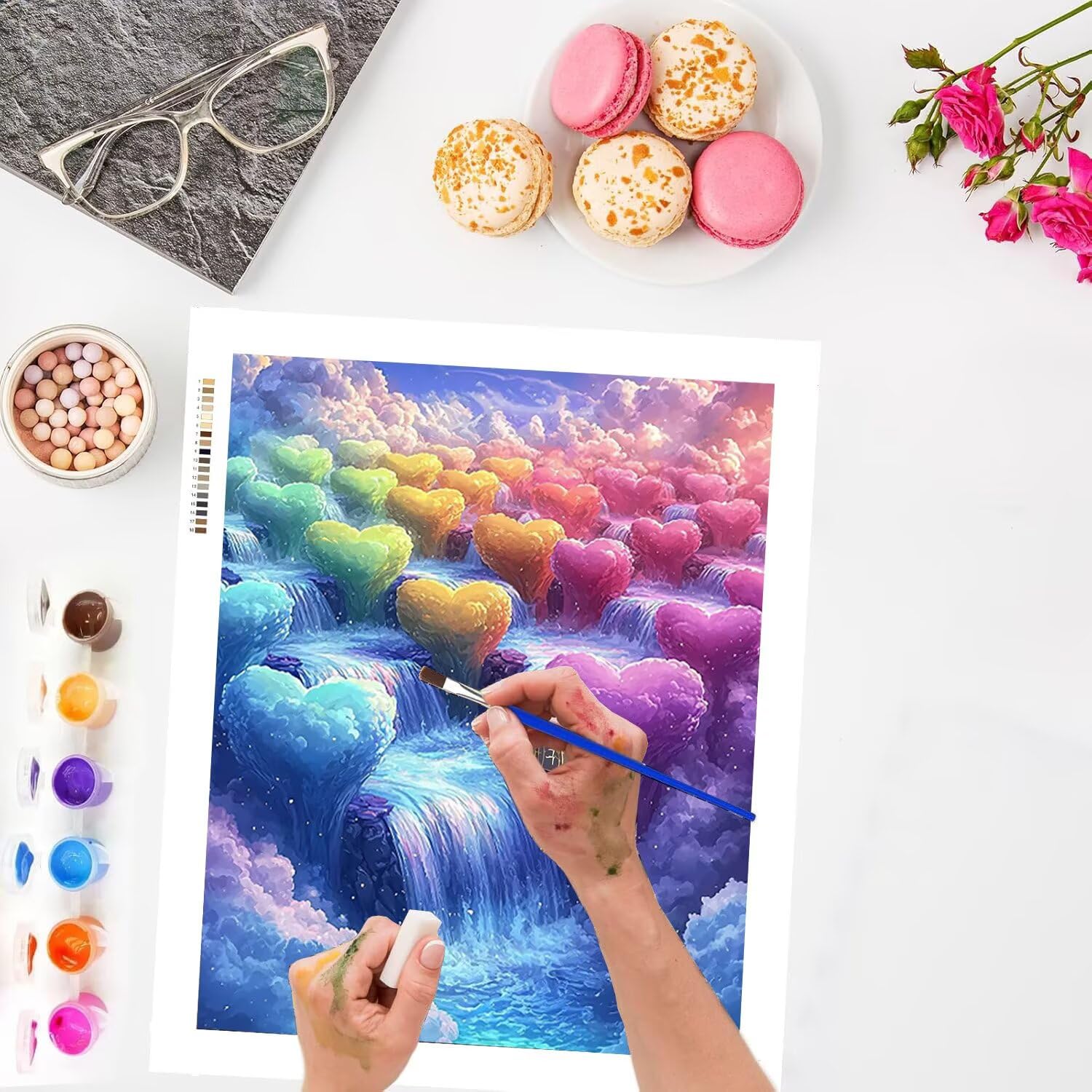 WEISHIWE Malen nach Zahlen Erwachsene Bunt, 70x90cm x-32 | Malen nach Zahlen Erwachsene Leinwand Kit, DIY Handgemalt Ölgemälde Set mit 3-Pinseln und Acrylfarbe für Wanddeko,Ohne Rahmen