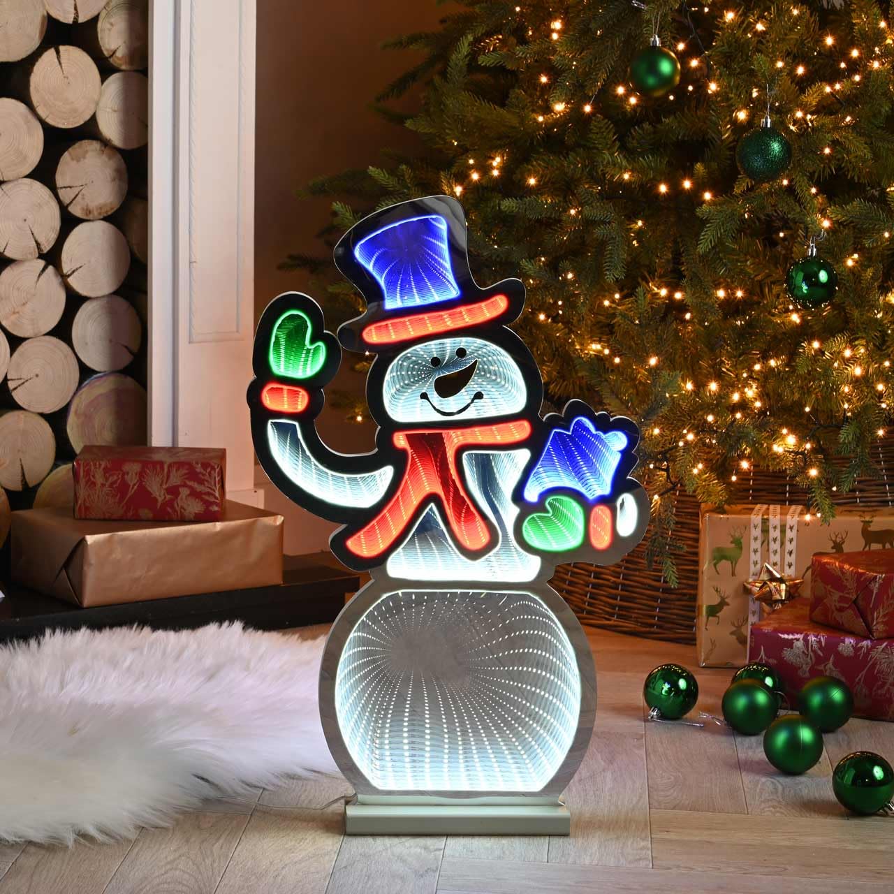 Festive Productions Multi Coloured Festive 56Cm Snowman Infinity Light