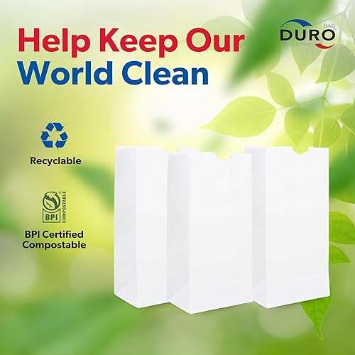 Miniatura 6 de Duro 8# Bolsas de almuerzo de papel blanco, 500 unidades, bolsas de papel blanco a granel para pan, bagel, delicatessen y restaurante, comida