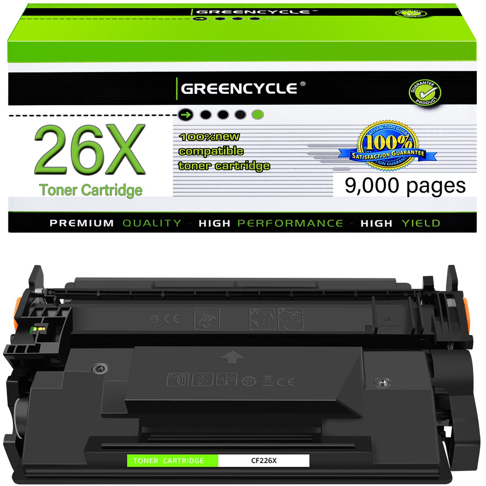 greencycle Compatible Toner Cartridge Replacement for HP 26X CF226X 26A CF226A for Laserjet Pro M402n M402dn M402dw M402dne MFP M426fdw MFP M426fdn Printer (Black, 1-Pack)