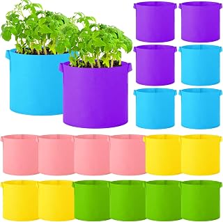 20 Pack Grow Bags Multicolor Plant Grow Bag Non Woven Fabric Pots with Handles Garden Plant Seeds Tomato Vegetables Flowers Planting Bags for Indoor or Outdoor Gardening