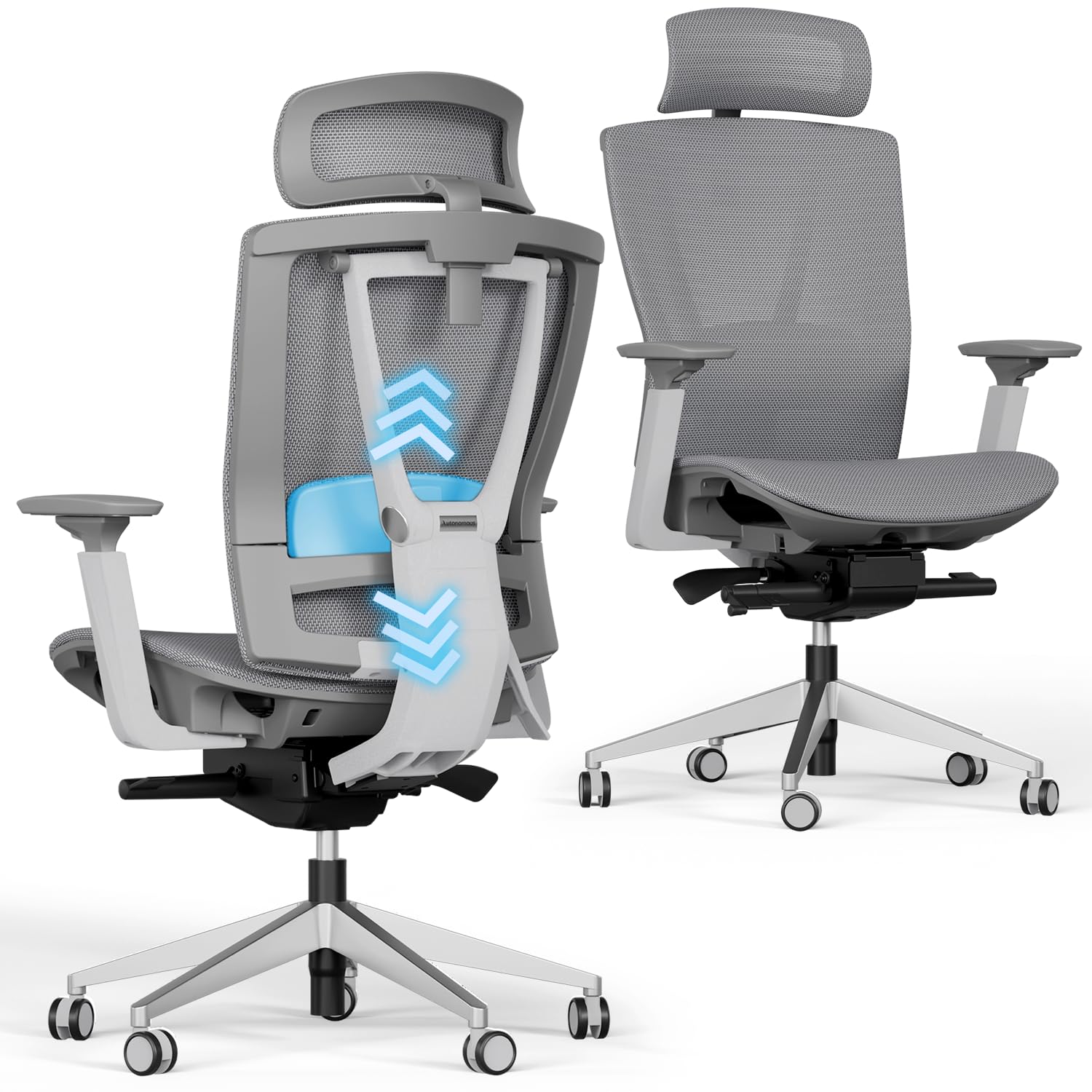 Autonomous ErgoChair Pro Grey Mesh Ergonomic Office Chair