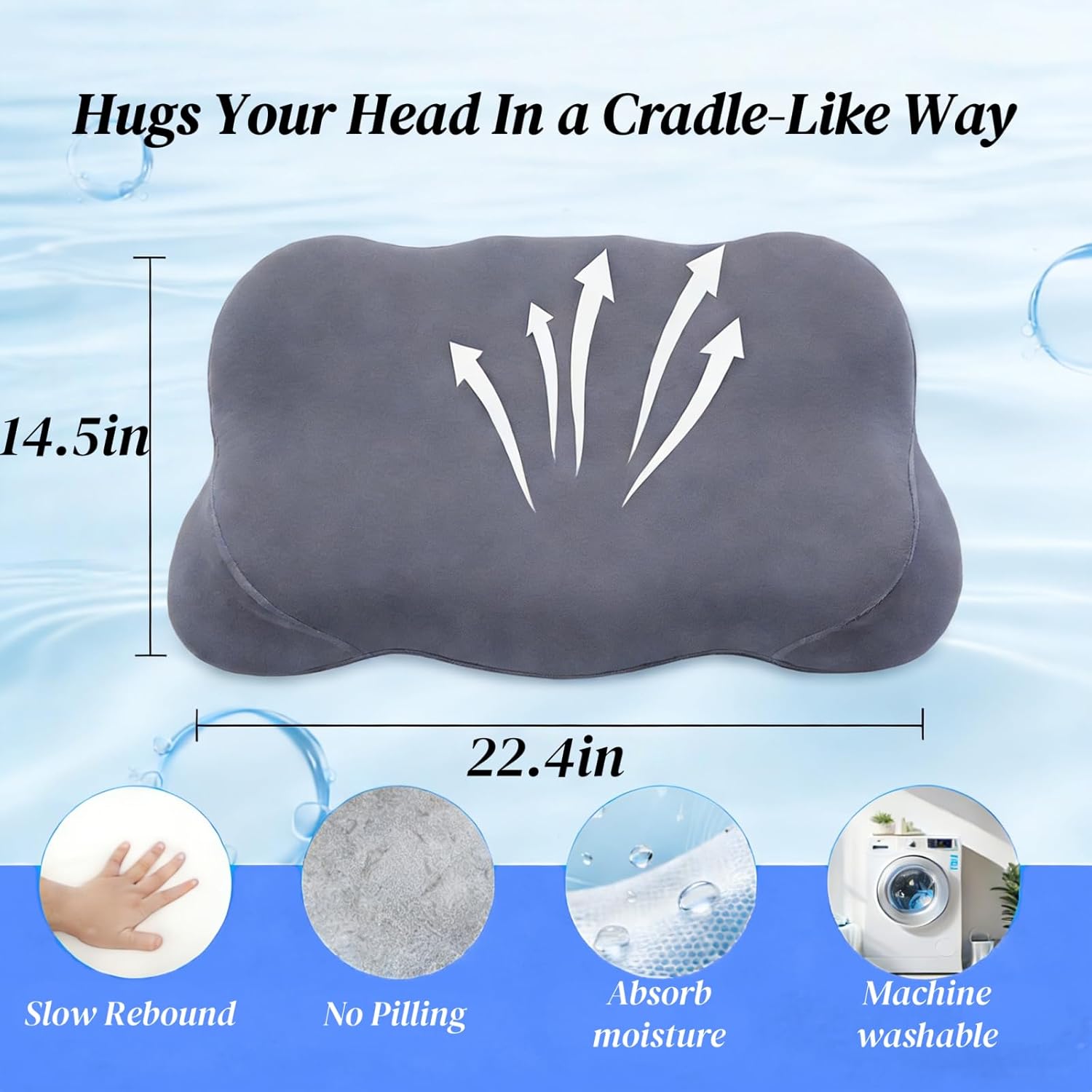 Cloud Pillow, Ergonomic Memory Sleep Cloud Pillow,Adjustable Cervical Neck Support Pillow with Breathable Pillowcase, for Side Back Stomach Sleepers