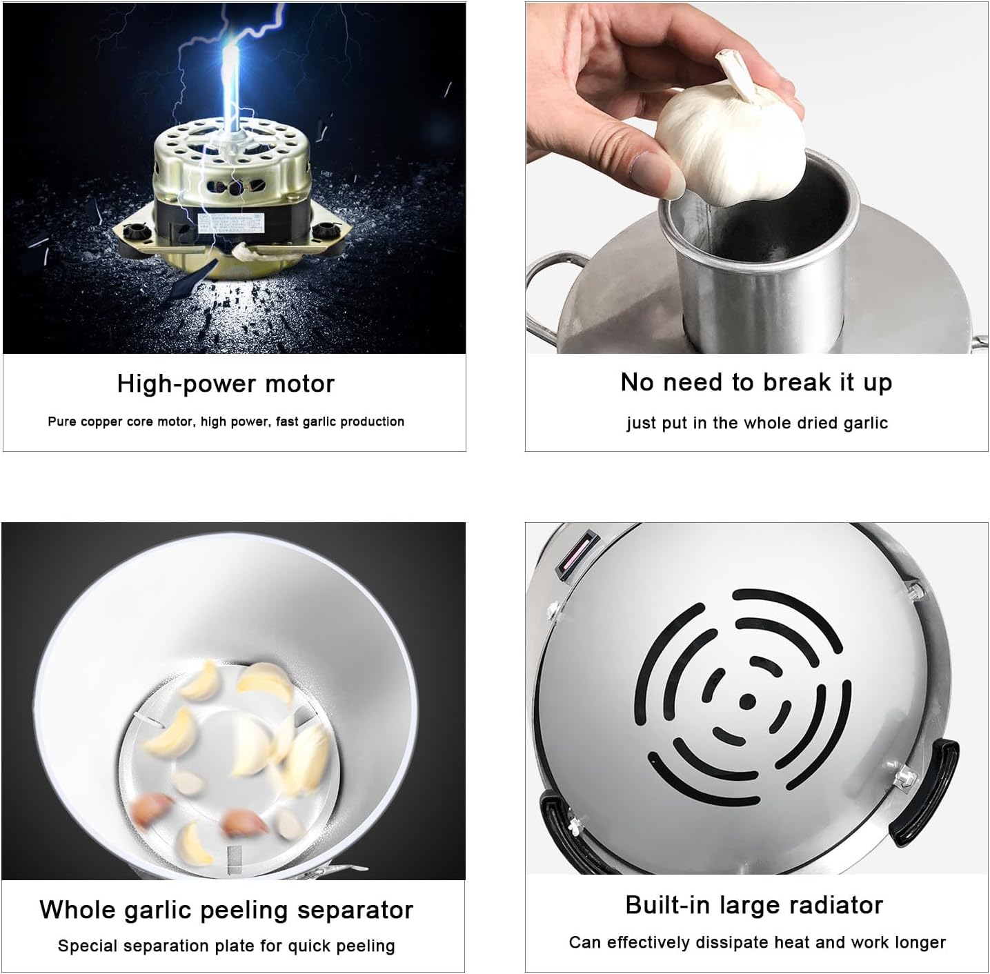 Whole Dry Garlic Peeler Machine,Commercial Electric Garlic Peeler,Garlic Cloves Peeling Tool,Stainless Steel Garlic Peeler Machine for Restaurants