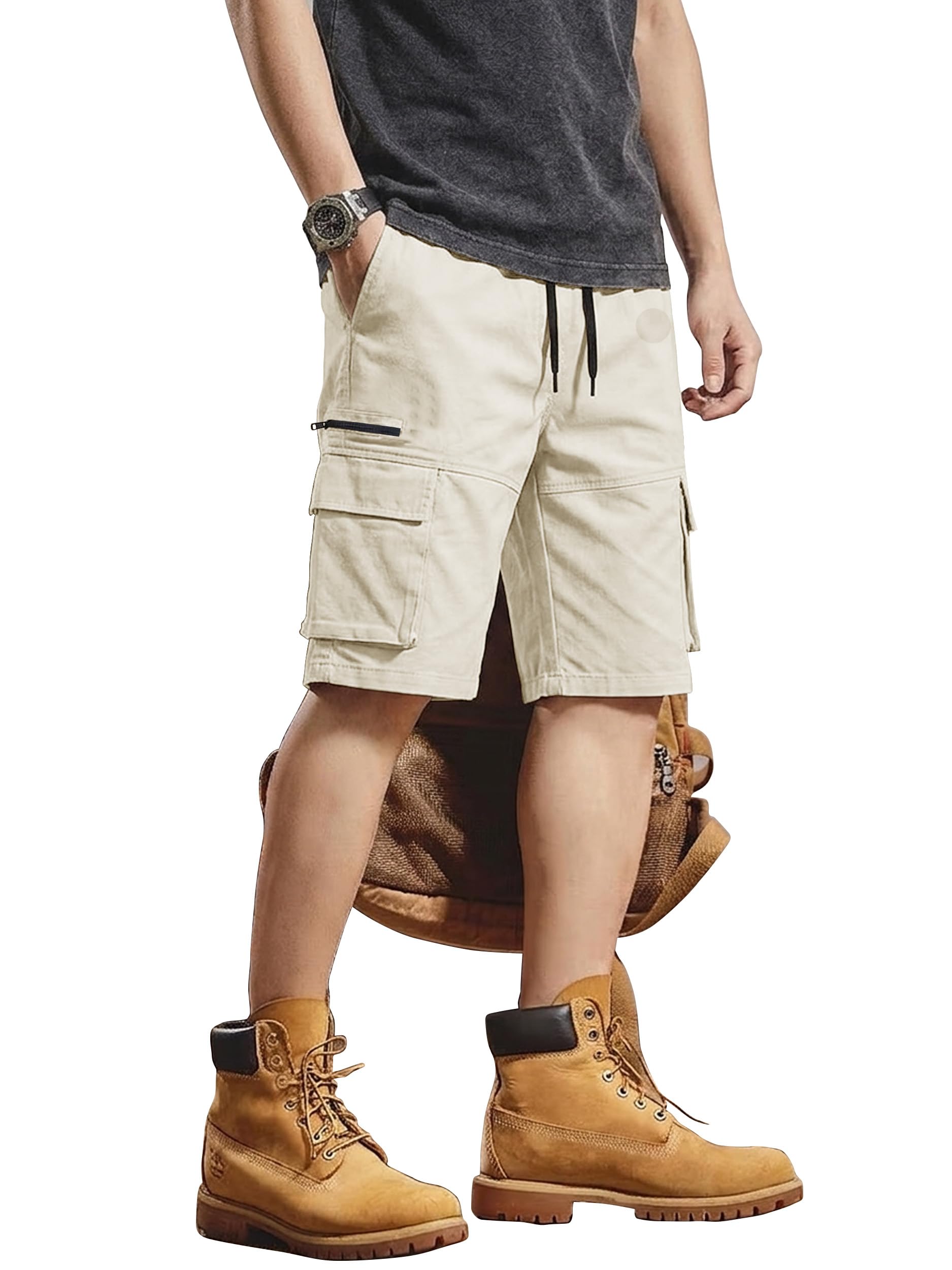 noble monk Men's Cargo Shorts with Side Pockets | Comfortable Regular Fit Knee-Length Casual Shorts-picture-40
