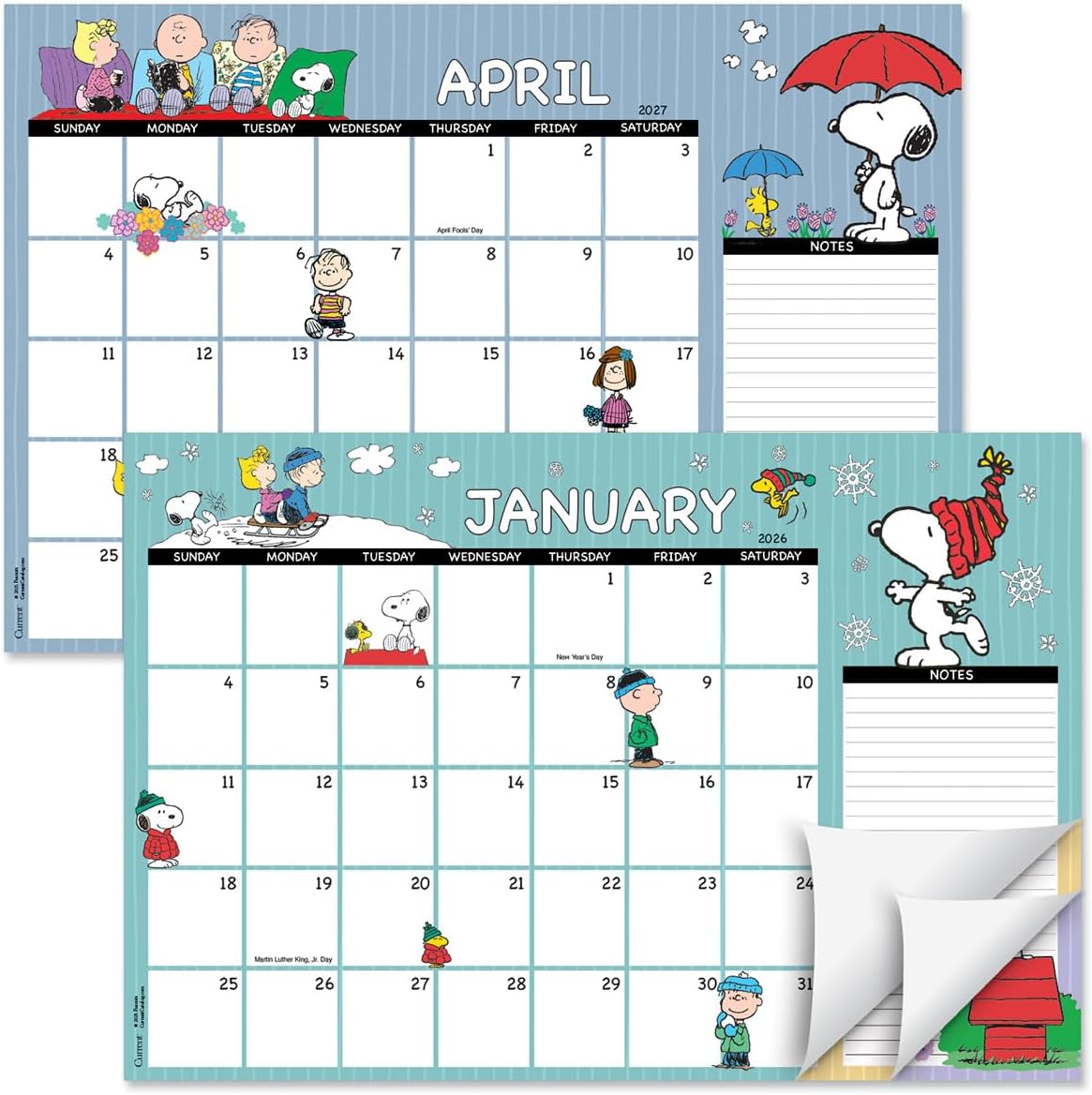 Current 2026-2027 PEANUTS Desk Calendar Pad, 11-Inch x 16-1/4-Inch Size, Large 24-Month Bookstore-Quality Calendars for Kitchen & Office