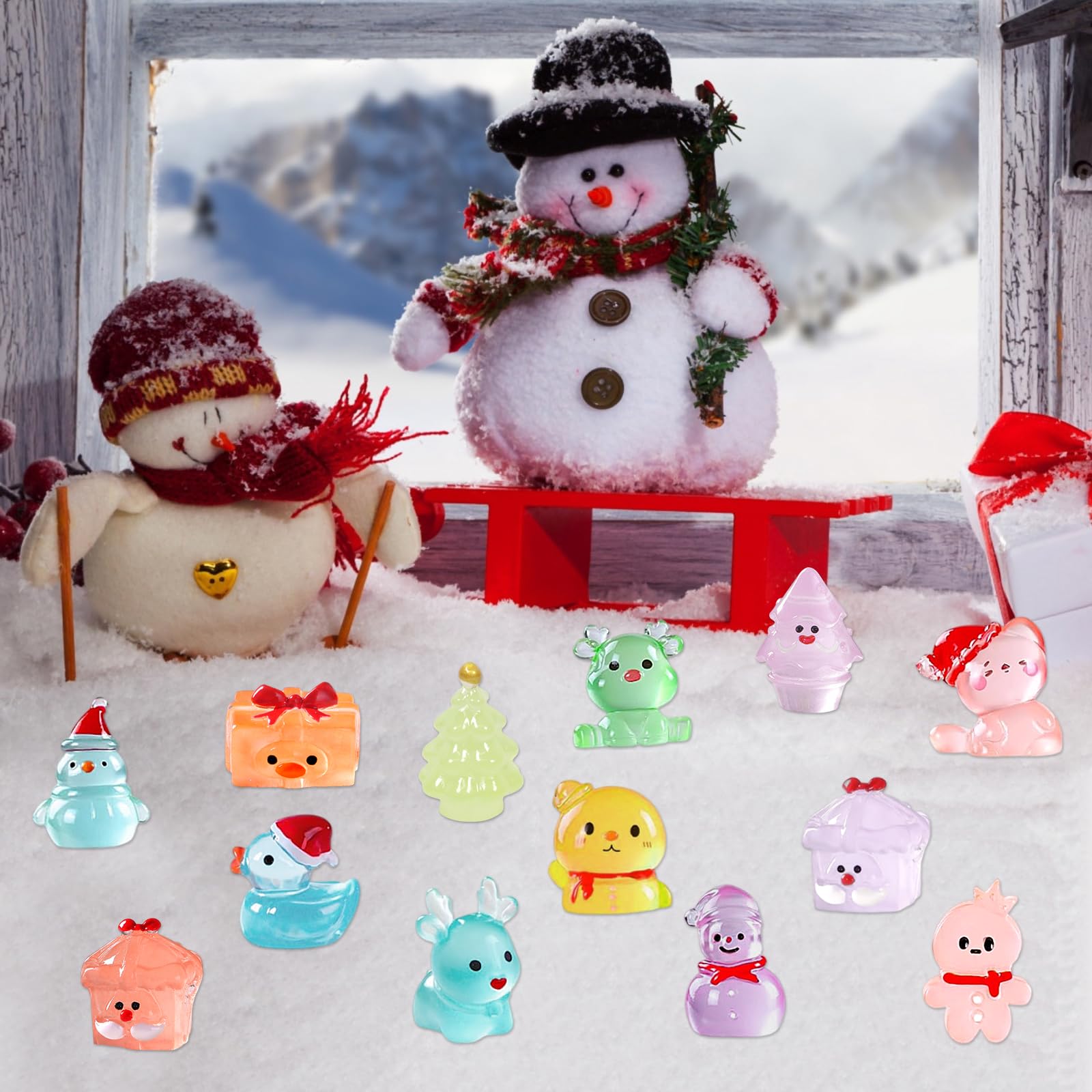 30 Stück Mini Leuchtend Weihnachtsfiguren,Weihnachten Kleine Miniatur Figuren Wichtel Figuren Weihnachten deko Ornamente Glow In The Dark Kleine Figur für Garten Deko Tischdekoration Gastgeschenke Küche, Haushalt & Wohnen