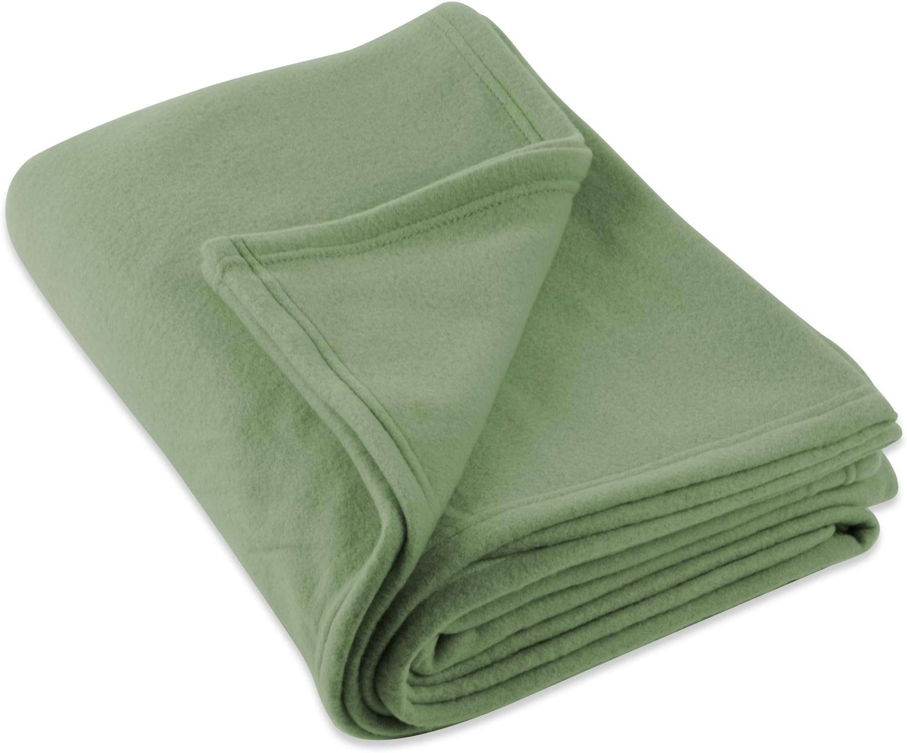 J & M Home Fashions Fleece Blanket, 60-inch by 96-inch, Oil Green