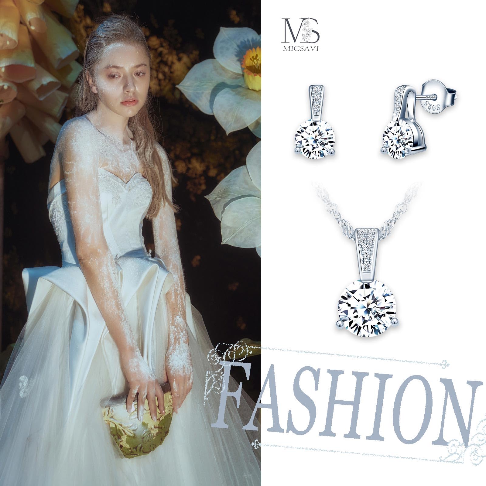 Set Pendientes y Collar Circonitas Plata 925 para Mujer Juego de joyas Colgante y Pendientes Circonitas Conjunto de joyas