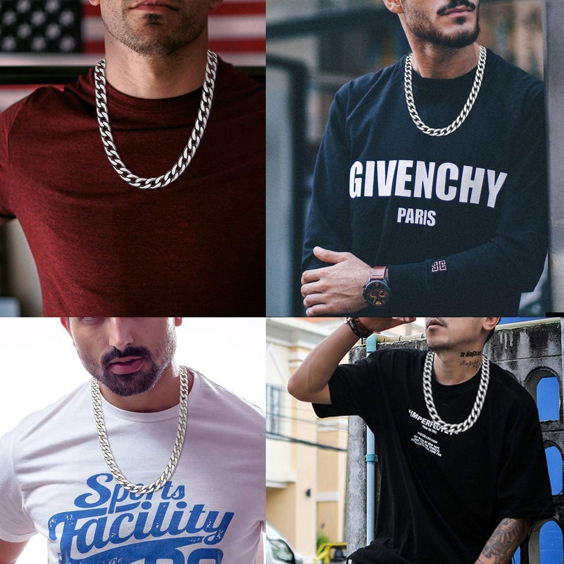 U7 Cuban Link Chain 15mm Stainless Steel Chunky Jewelry Set Heavy Duty Costume Necklace Curb Link Bracelet Set for Men Rapper