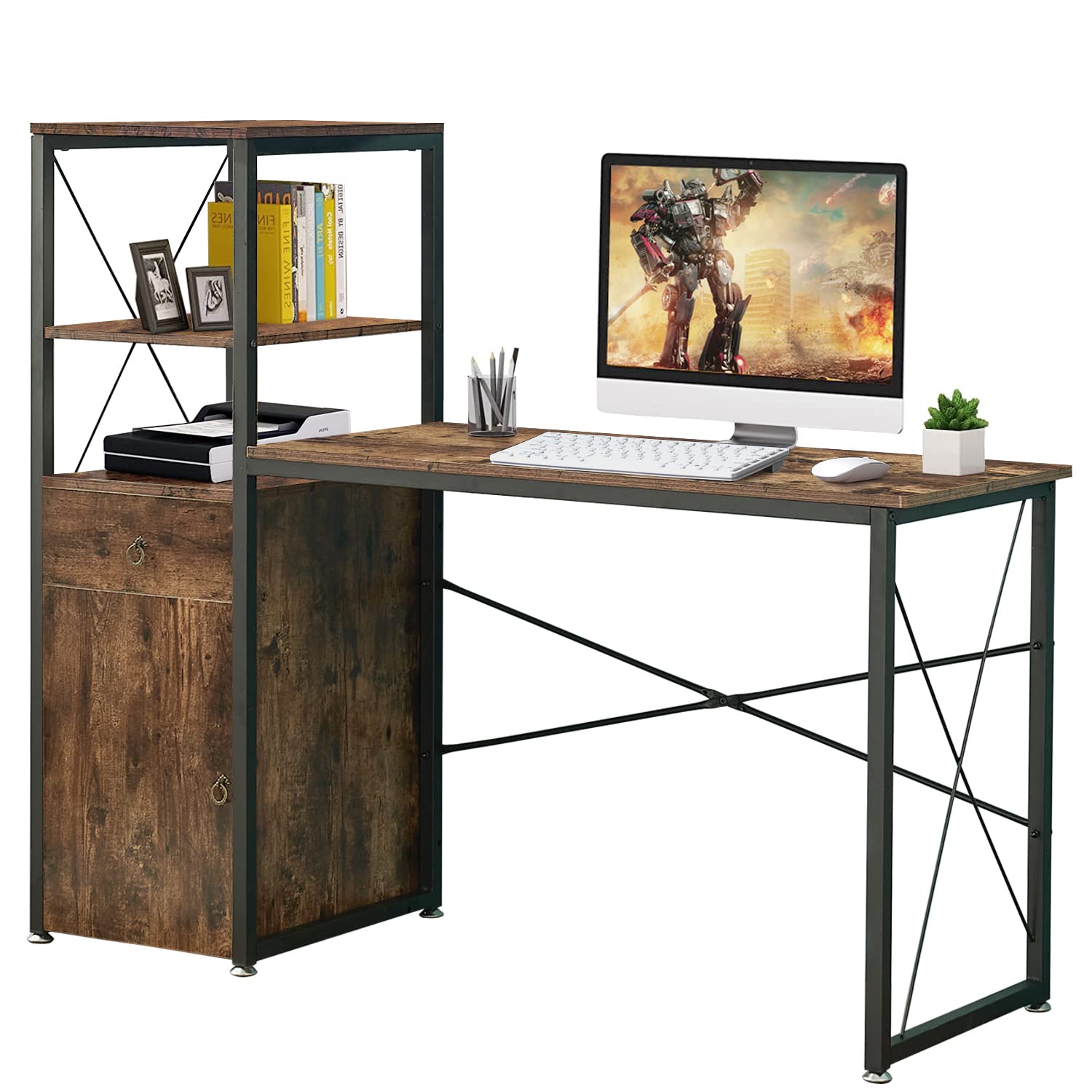 Buy VECELO Computer Desk with Storage Shelves,Study Writing Table Space