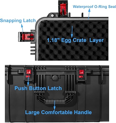 Miniatura 4 de Funda impermeable con ruedas de 52 x 17 x 13 pulgadas, con espumaruedas3 asas grandes para cámara, herramienta, equipo, a prueba de aplastamiento,