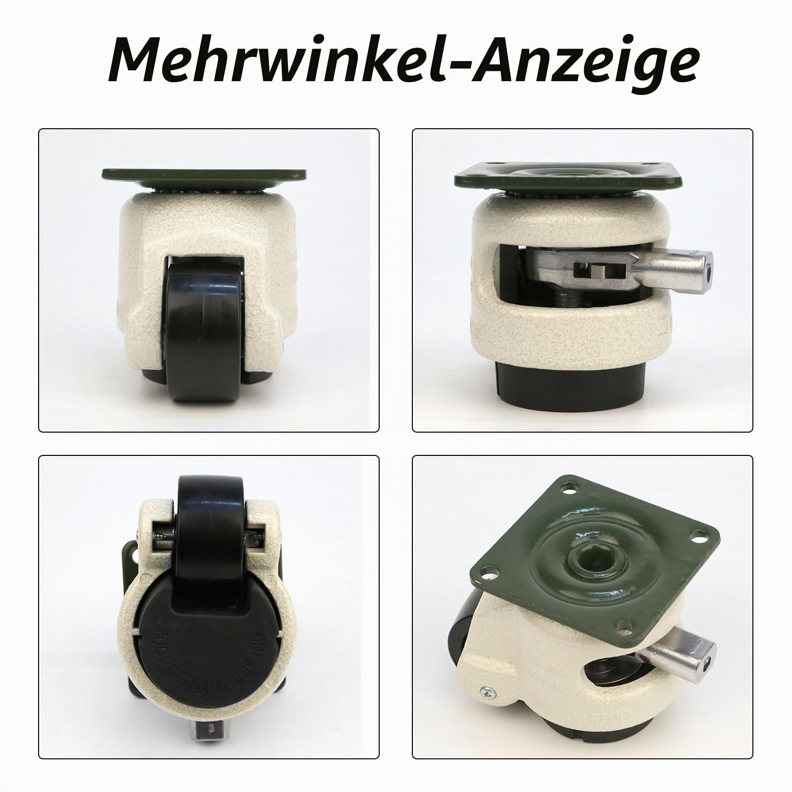4 Stück Möbelrollen Flach Schwerlast, Schwerlastrollen Industrierollen mit Platte und Ratschengriff 1000KG Nivellierrolle für Werkbank Versenkbare Lenkrollen für Groß Ausrüstung Möbel Werkbänke