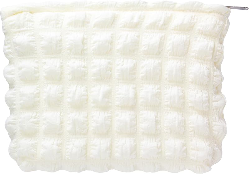 Necessaire plana para maquiagem PAZIMIIK com zíper, Bubble Beige
