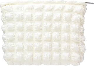 Floral Makeup Bag Large Cotton Zipper Pouch for Purse Travel Canvas Make Up Organizer for Women Cosmetic,Bubble Beige - Buy now