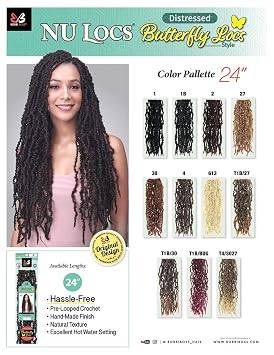 Bobbi Boss Butterfly Locs Pre-Loop Crochet Braid NU LOCS DISTRESSED STYLE BUTTERFLY LOCS 24 (6-Pack, 1)