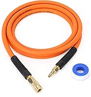 Vista 9 de Manguera de látigo para compresor de aire de 3/8 pulgadas x 6 pies con entrada en manguera híbrida con accesorios, flexible y resistente a