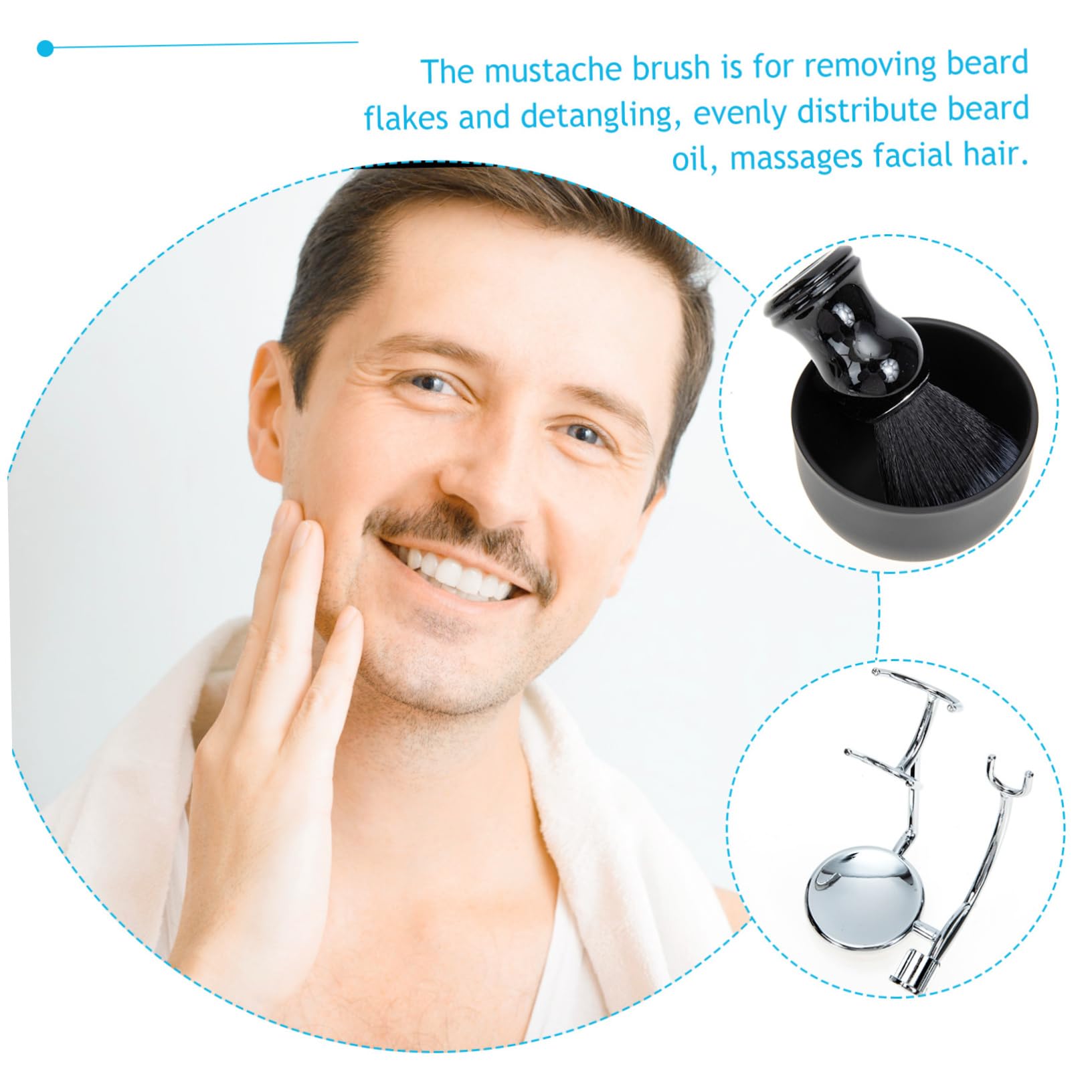 Beaupretty Barba Uomo Pennello e Ciotola da Barba Kit Rasatura Completo per Uomo e Supporto per Pennello