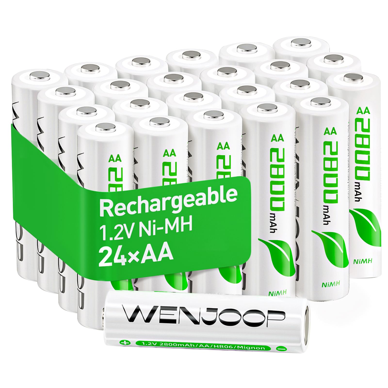 Wiederaufladbare AA-Batterien, 2800 mAh hohe Kapazität, NiMH AA wiederaufladbare Batterien, 24 Stück, Doppel-AA-Batterien für Haushalt, Spielzeug und Gaming-Controller – lange Akkulaufzeit, 1,2 V