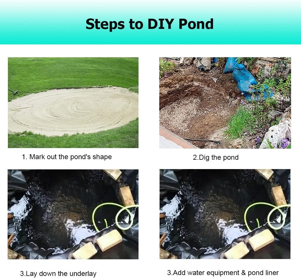 3.3-49.2' Long Multipurpose PVC Pond Liner for Koi Ponds Garden Waterfall Fountains Withstand Extreme Conditions Protect Ponds(1x2.5m)