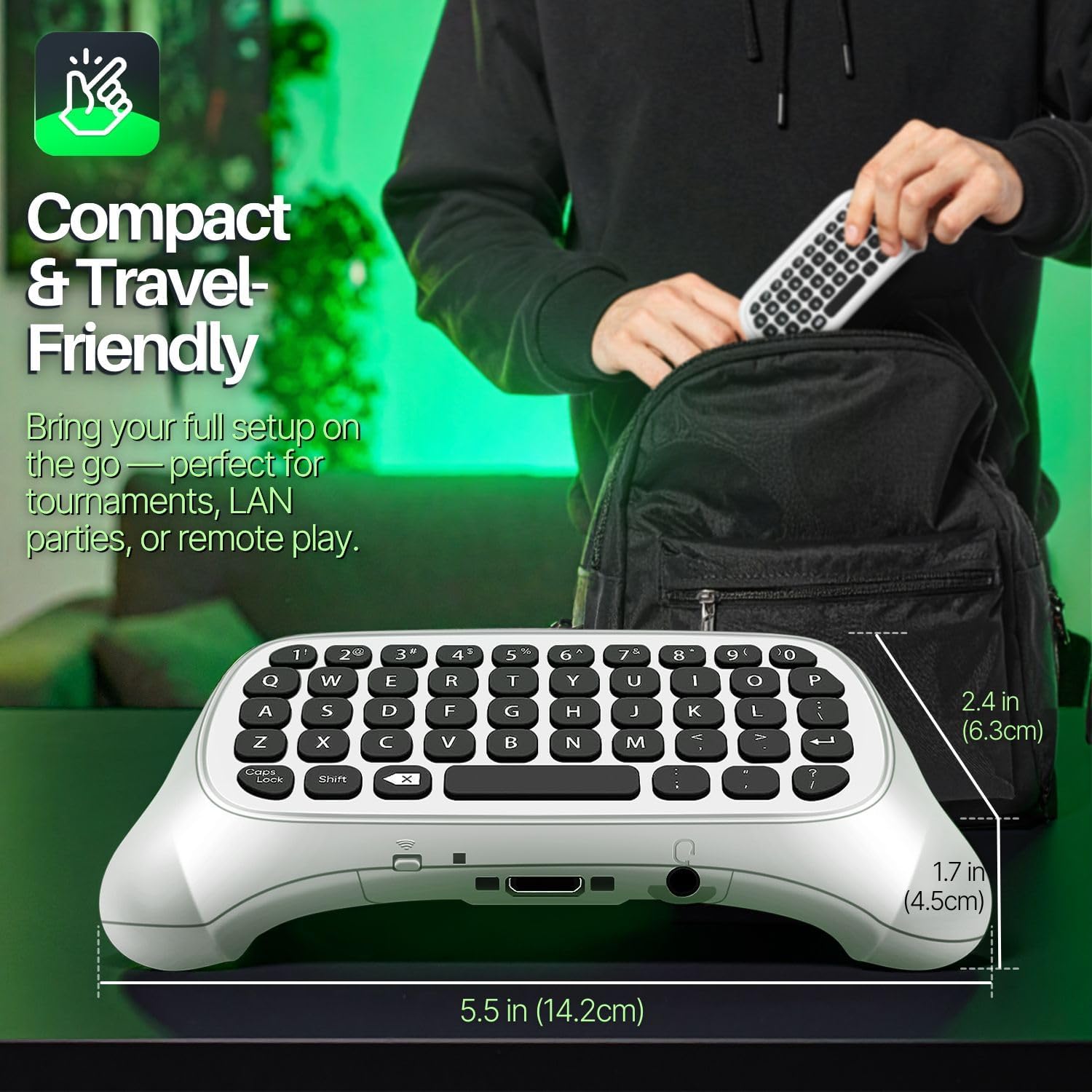 TNP Wireless Chatpad for Xbox One Controller S/X & Series S/X - 2.4Ghz White Mini Text Messenger Chat Pad for Xbox One, Controller Keyboard Attachment Accessory - Image 8