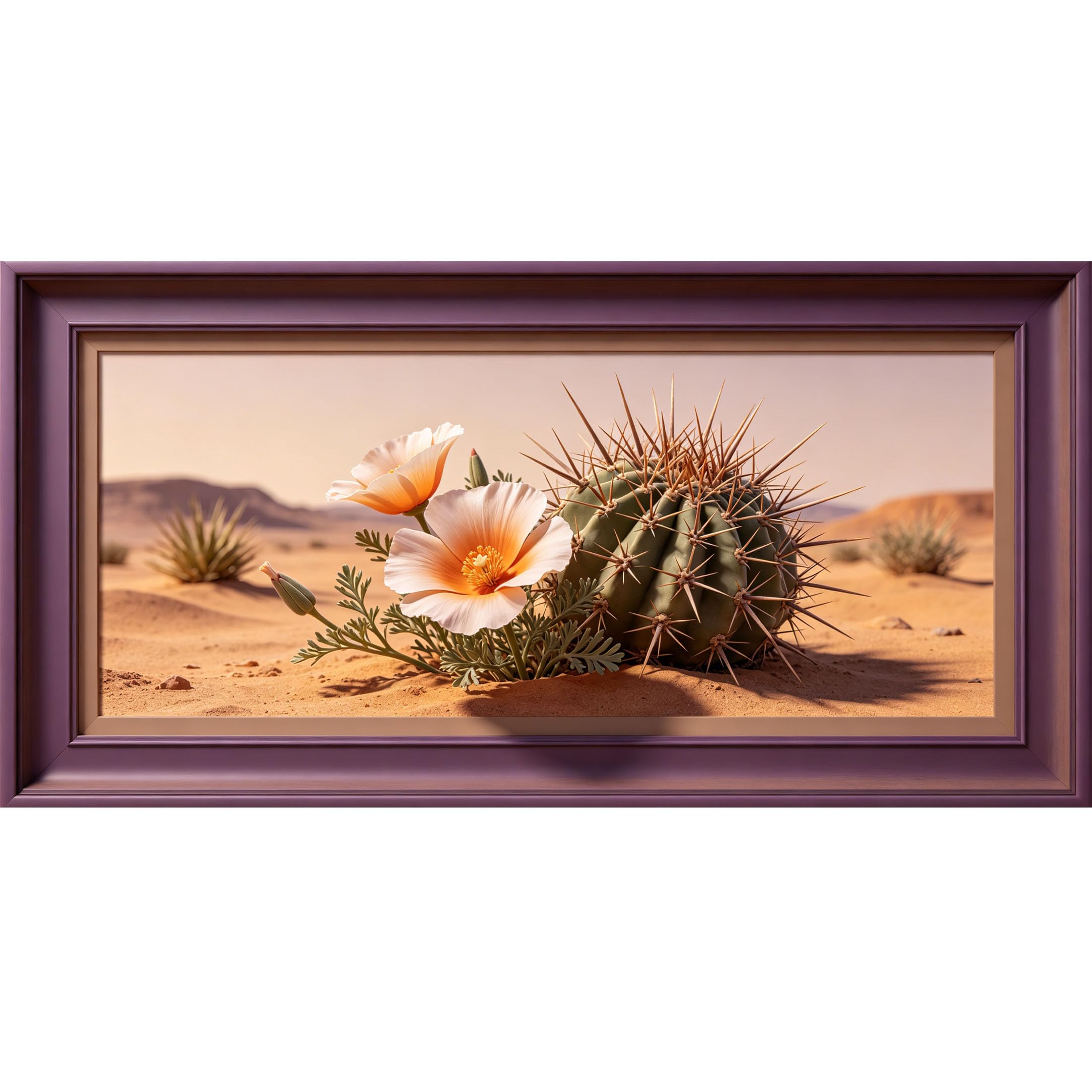 Agglomerix 3D Framed Wall Art Desert Cactus Flowers Botanical Southwestern Modern Trompe l'oeil Large Size SelfAdhesive Removable Wall Decor Prints Artwork for Living Room Bedroom Office