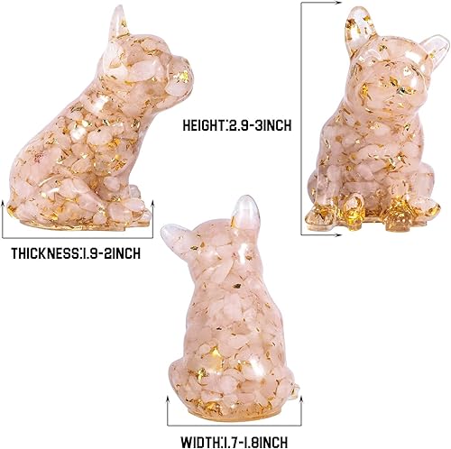 Miniatura 2 de SUNYIK Estatua de bulldog francés de piedra de cristal de resina, piedra curativa de reiki, figuras de animales, decoración para el hogar, oficina,