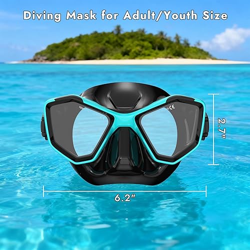 Miniatura 5 de Scuba Mask Adults, Snorkel Diving Mask, Freediving Mask, Snorkeling Gear Swimming Goggles HD Tempered Glass, Low-Volume Dive Mask with Nose Cover,