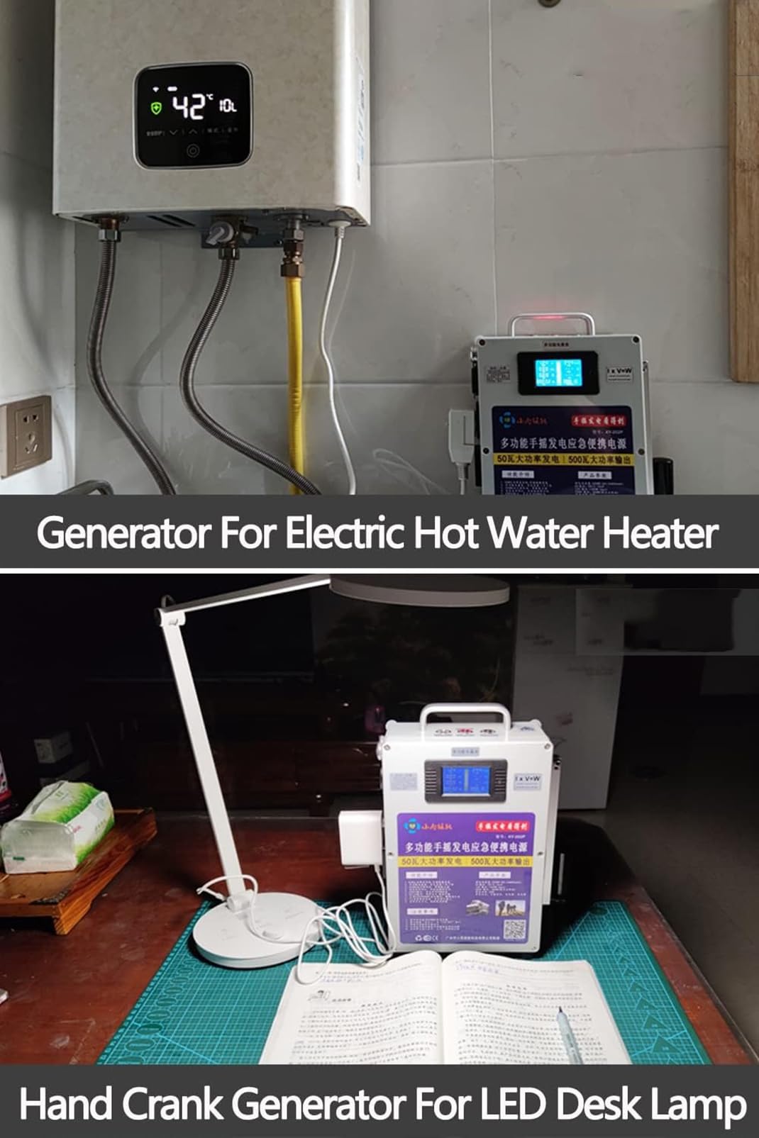 Generador de manivela portátil con enchufe USB/AC220V/12V para fuente de alimentación de emergencia y carga móvil