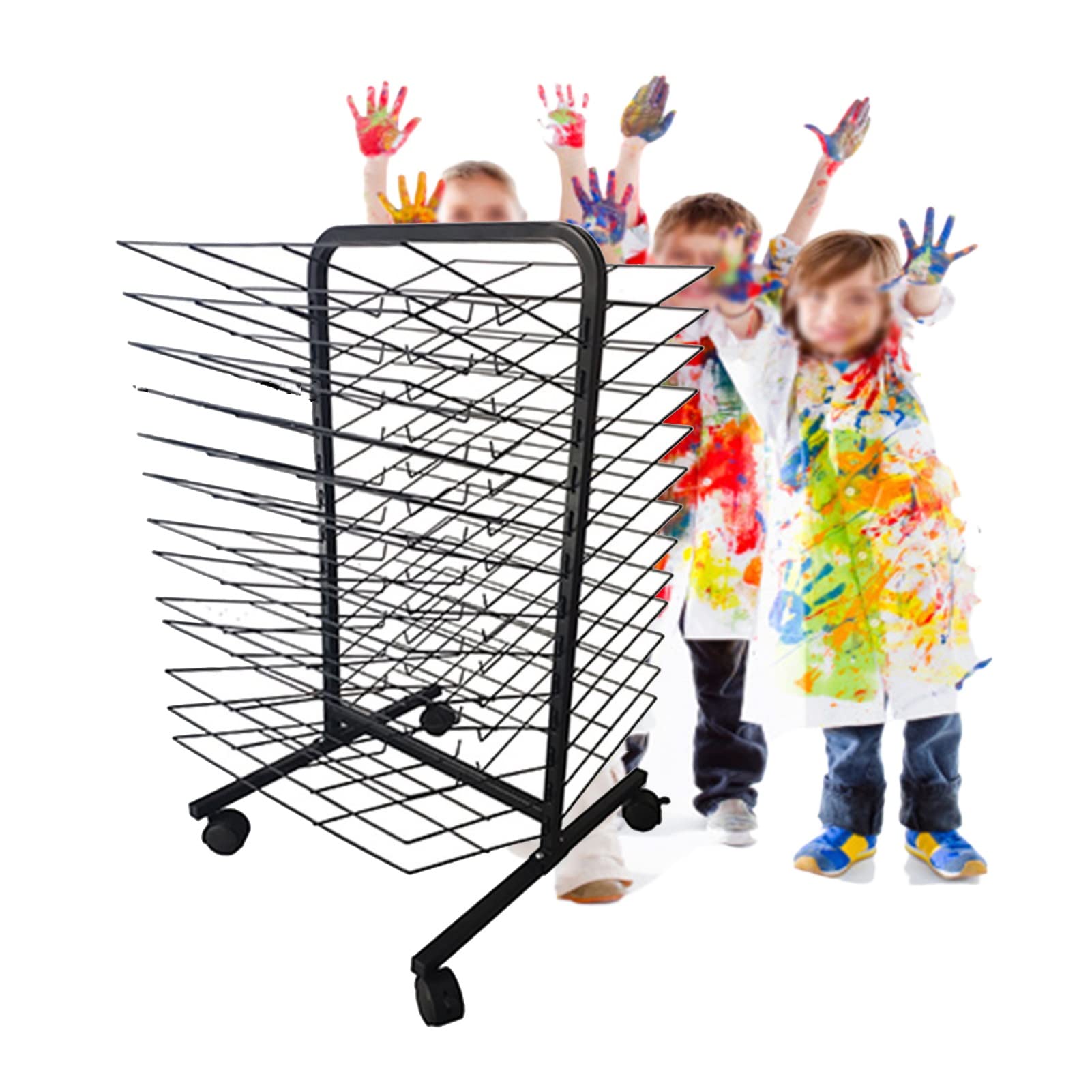 Aioneer 26-layer Art Drying Rack,Drying Easel,Removable Educational Product Drying Rack with Wheels,Art Class Oil Painting Board A3,K8 Paper Magazine Storage