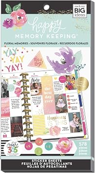 me & my BIG ideas Sticker Value Pack for Big Planner - The Happy Planner Scrapbooking Supplies - Floral Theme - Multi-Color & Gold Foil - Great for Projects & Albums - 30 Sheets, 578 Stickers Total