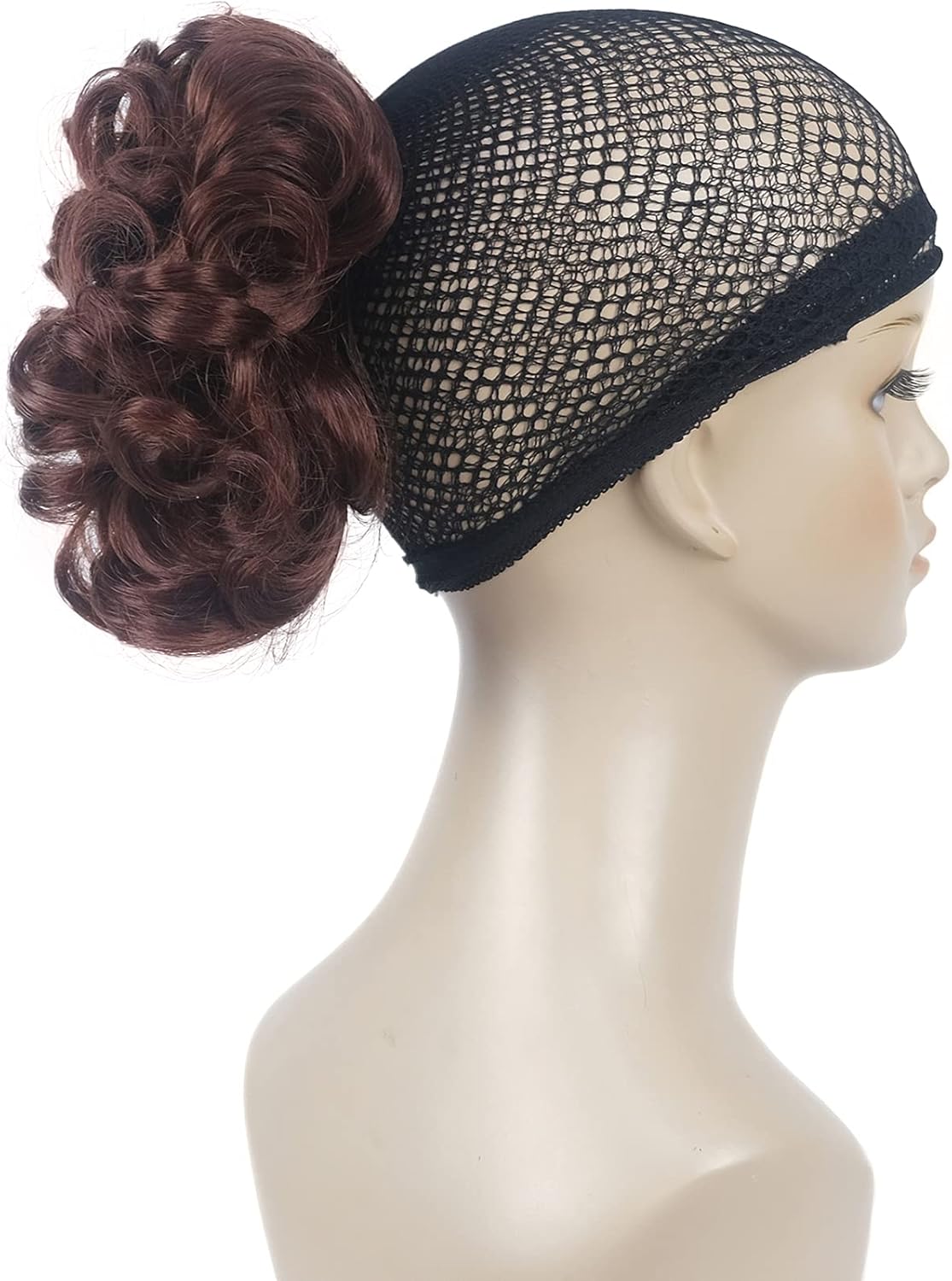 Lydell Short Ponytail Hair Extensions Wavy Curly Synthetic Hairpiece with Jaw Claw (33A Dark Auburn), 8 inches - Image 4