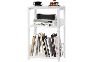 LELELINKY White Side Table - Small Printer Table with More