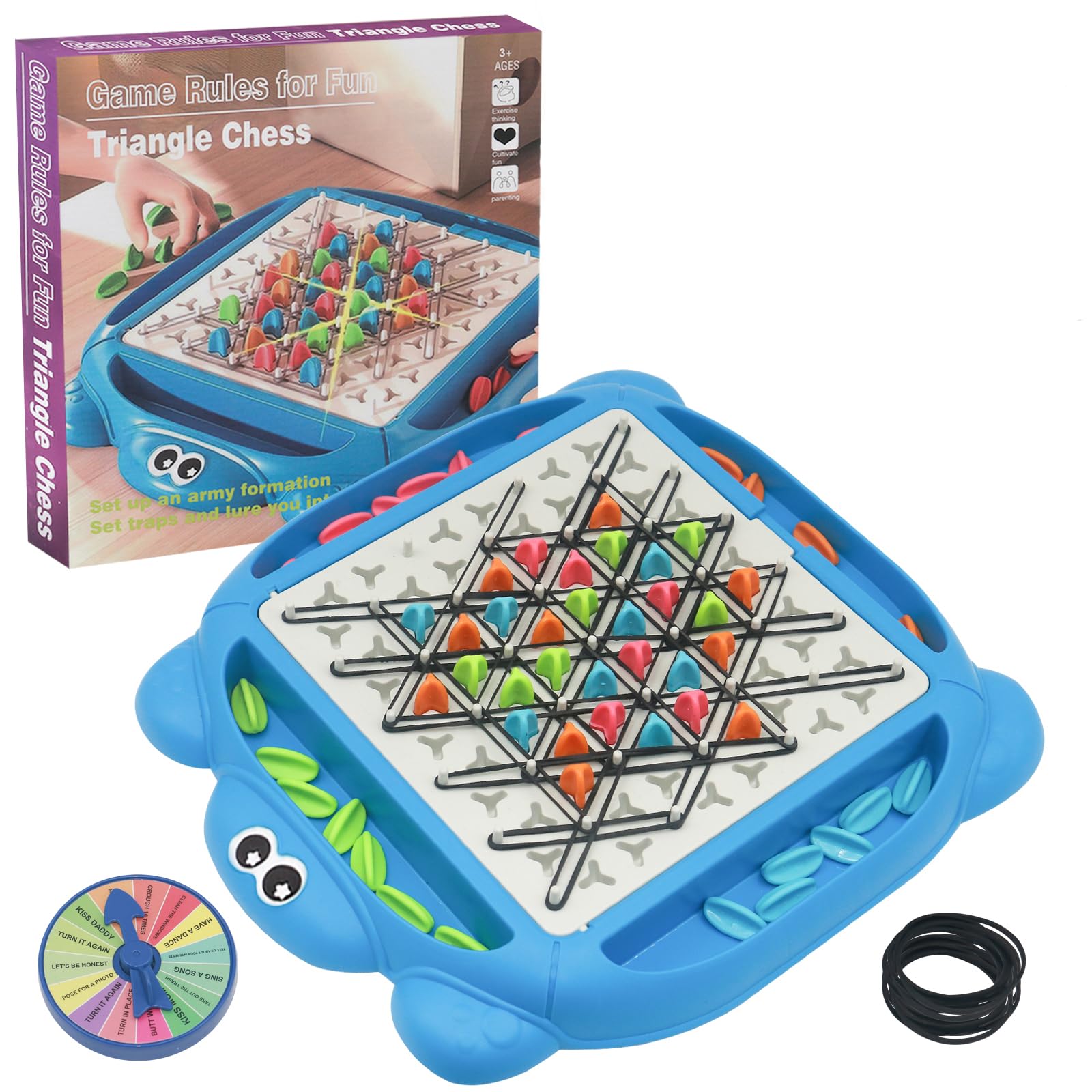 Chain Triangle Chess Game, Triggle Game, Educational Toy for Kids Ages 3+, Strategy Board Game for Family Game Nights, Suitable for 2 Players (Turtle Model)