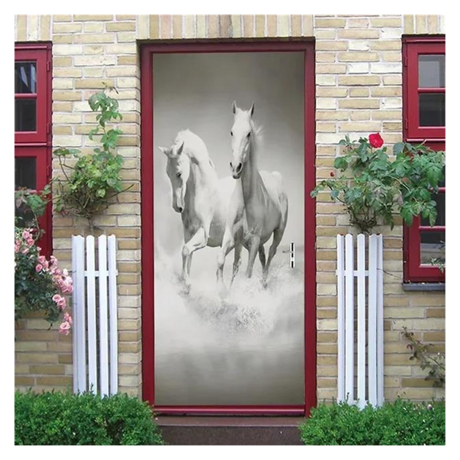 Sticker papier peint cheval 40x120cm pour porte de chambre